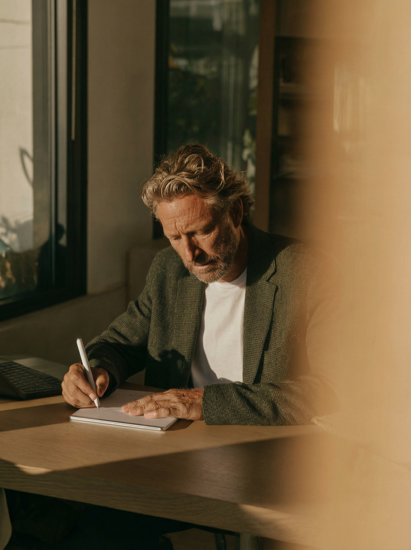 Patient writing during consultation